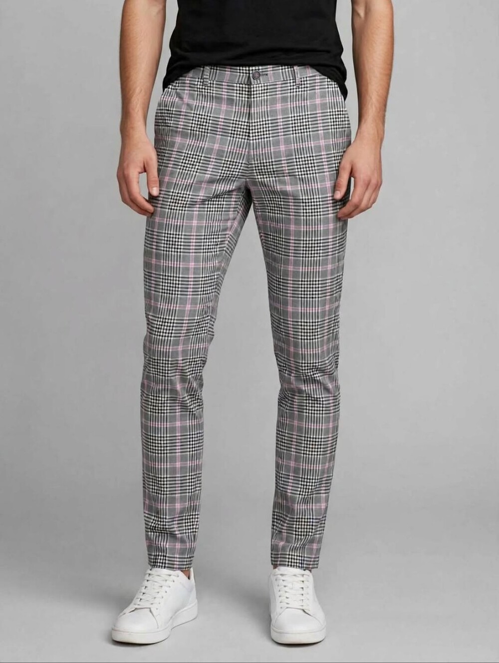 Paisley & Gray Slim Fit Dress Pants W32/32L Gray Black Pink Plaid Checkered